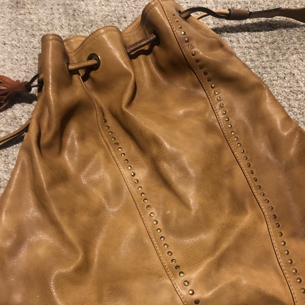 Cognac faux leather purse